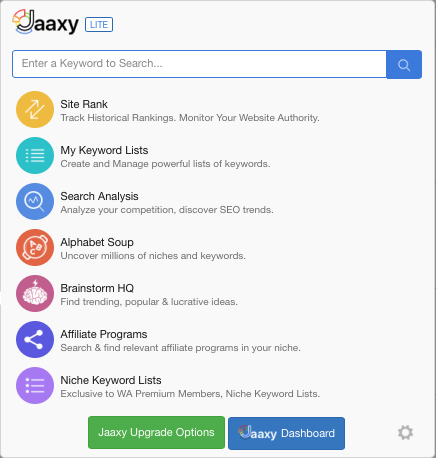 The Wealthy Affiliate Review for 2020 - Jaaxy Keyword Research Dashboard